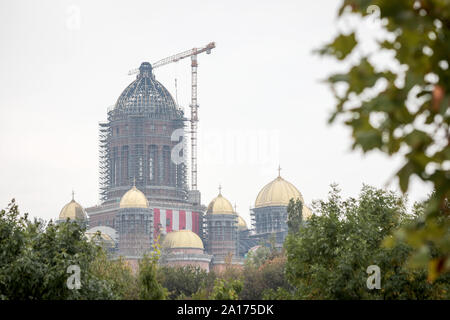 Bucarest, Roumanie - 29 mai 2019 : Construction site de "Catedrala Mantuirii Neamului" (cathédrale), un salut cathédrale orthodoxe chrétienne Banque D'Images