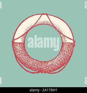 Capital de décoration Marine lettre O. ancien style. Les vagues et la mer en lettre. Old Vintage de caractères. Modifiable et monogramme en couches. Hand drawn Illustration de Vecteur