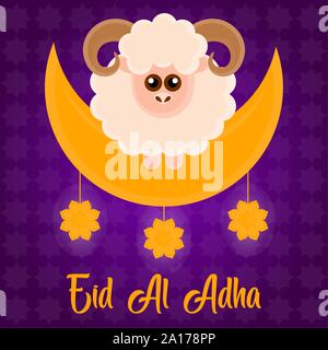 L'Eid al Adlha poster avec un bélier et crescent - Vector illustration Illustration de Vecteur