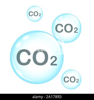 Les émissions de CO2 des bulles bleu isolé sur blanc illustration vecteur EPS10 Illustration de Vecteur