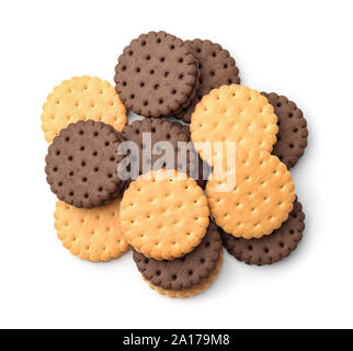 Vue de dessus les biscuits sandwich isolated on white Banque D'Images