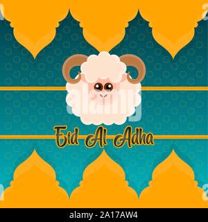 L'Eid al Adlha poster avec un bélier - Vector illustration Illustration de Vecteur