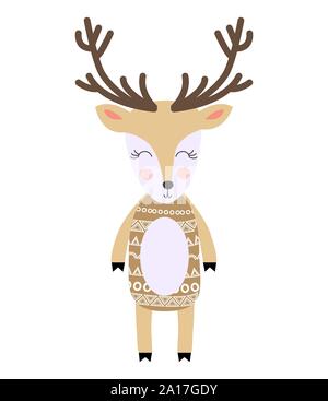 Poster avec cartoon cute deer pour enfants et amusant slogan dans un style scandinave. Graphiques dessinés à la main, zoo. Illustration de Vecteur