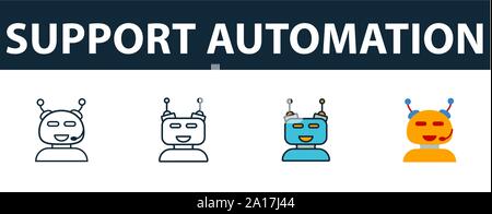 Support Automation icon set. Symbole Premium dans diférents styles à partir d'icônes crm collection. L'icône d'automatisation support créatif, rempli de couleur, contours Illustration de Vecteur