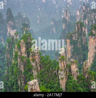 Piliers de pierre de monts Tianzi dans Zhangjiajie National Park qui est une célèbre attraction touristique, Wulingyuan, Province du Hunan, Chine Banque D'Images