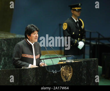 New York, États-Unis. Sep 24, 2019. Croatie Kolinda Grabar-Kitarovic Président s'adresse à l'Assemblée générale au Siège des Nations Unies à New York le mardi, 24 Septembre, 2019. Monika Graff/UPI UPI : Crédit/Alamy Live News Banque D'Images