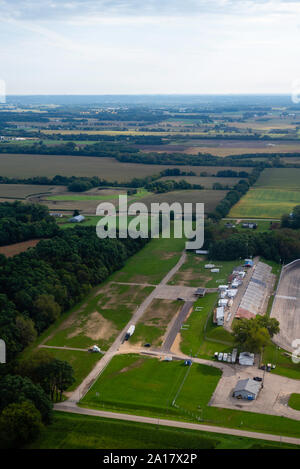 Vue aérienne de Madison International Speedway et rural Comté Dane, Wisconsin. Banque D'Images