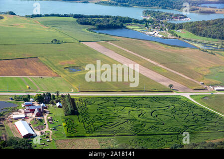 Le Labyrinthe de maïs Treinen près de Lodi, Wisconsin, USA. Banque D'Images