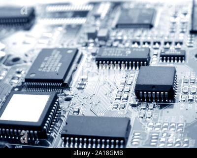 Close up of electronic computer circuit board Banque D'Images