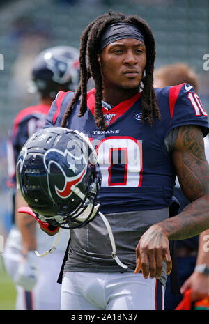 22 septembre 2019, le receveur des Houston Texans DeAndre Hopkins (10) en action avant que la NFL match entre les Los Angeles Chargeurs et la dignité à Houston Texans Santé Sport Park à Carson, Californie. Charles Baus/CSM. Banque D'Images