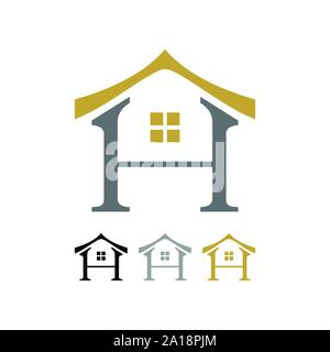 Lettre H Oriental House Icône vecteur forme Modèle de conception de logo graphique Symbole Illustration de Vecteur