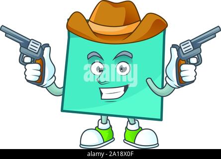 Papier autocollant rectangle Cowboy dessin pour travailler. Illustration de Vecteur