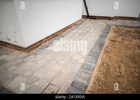 Landscape Gardening, parpaings, briques, Paving & fencing Banque D'Images