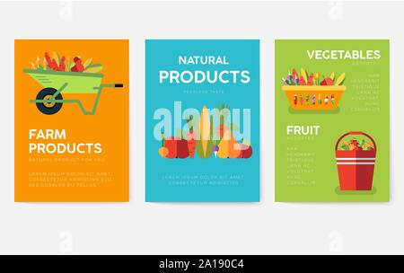 Cartes d'informations agricoles. Modèle d'flyear la nature, magazines, affiches, bannières, couverture de livre. Eco concept infographique arrière-plan. Illustrations Mise en page pages modernes avec typographie Illustration de Vecteur