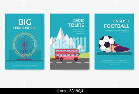 Ensemble de pays Angleterre voyage ornement tour concept. Traditionnel de Londres, magazines, livres, poster, résumé, l'élément. Carte de vœux ethnique décoratif vecteur ou design d'invitation Illustration de Vecteur