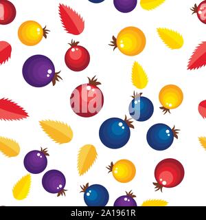 Un assortiment de fruits de la forêt modèle homogène. Style rustique naïf simple motif reproductible dans des tons rouge et violet pour le fond, du papier d'emballage, tissu Illustration de Vecteur