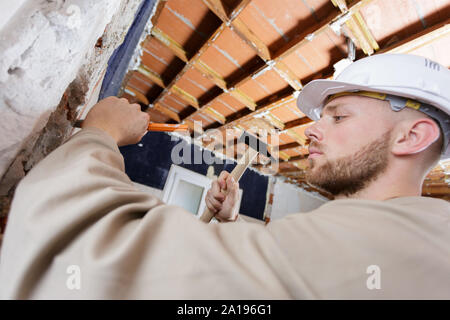 Outils de maçon construction travail hommes Banque D'Images