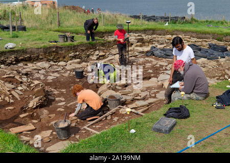 Ness de fouilles archéologiques Shetlands, Îles Orkney Banque D'Images