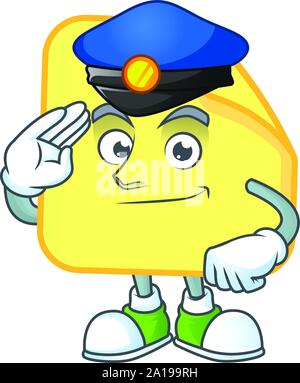 Papier autocollant arrondi de la police avec cartoon mascot Illustration de Vecteur