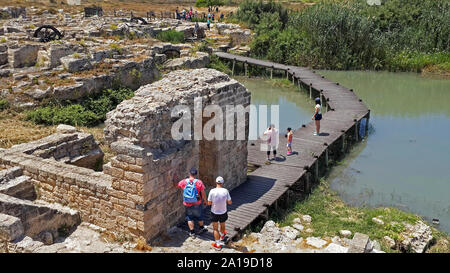 Israël, Maagan Michaël Michael, Nahal - Taninim Stream Crocodile parc national, l'ancien aqueduc romain et périphérique floodgate Banque D'Images