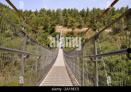 Israël, Montagne de Carmel, un pont suspendu de 70 mètres le Nesher Park Banque D'Images