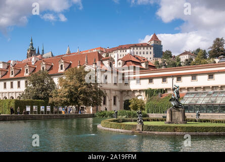 Le jardin Wallenstein, un 17e siècle dans le jardin du Palais du Sénat, Mala Strana, Prague, République tchèque. Banque D'Images