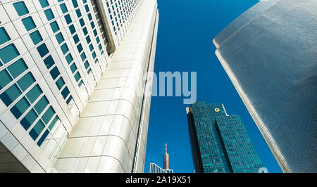 Le centre-ville de Francfort, la tour d'argent, tour gallileo,(commerzbank ), maintower Banque D'Images