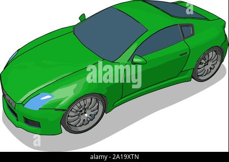 Voiture de luxe vert, illustration, vecteur sur fond blanc. Illustration de Vecteur