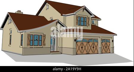 Grande maison agréable, illustration, vecteur sur fond blanc. Illustration de Vecteur
