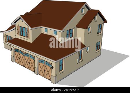 Grande maison agréable, illustration, vecteur sur fond blanc. Illustration de Vecteur