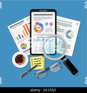 L'analyse d'affaires Recherche d'audit Illustration de Vecteur