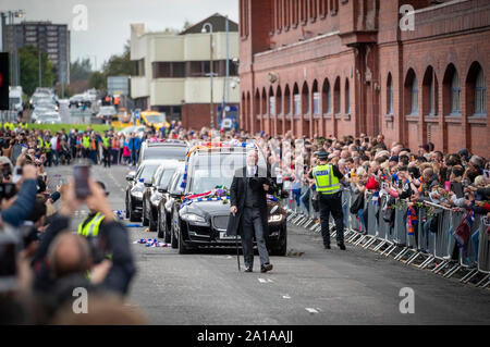 La procession funéraire de l'ancien joueur Fernando Ricksen Rangers Ibrox Stadium accueil de laissez-passer de Glasgow Rangers. Banque D'Images