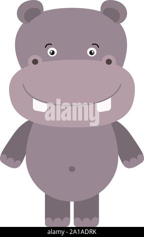 Hippopotame heureux, illustration, vecteur sur fond blanc. Illustration de Vecteur