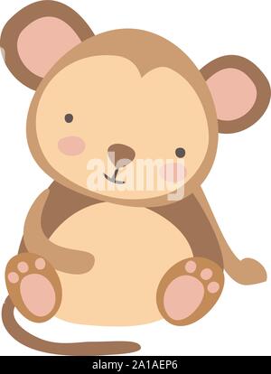 Singe mignon vecteur, illustration, sur fond blanc. Illustration de Vecteur