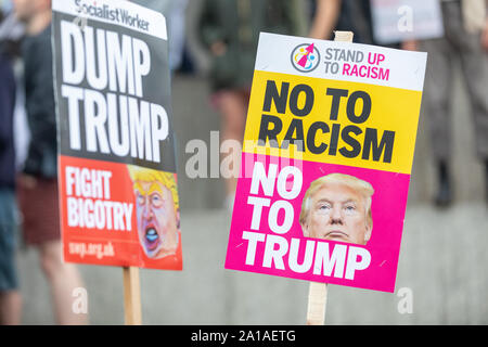 Une protestation d'Atout dans le centre de Londres le 4 juin 2019, au cours de la visite du Président Trump de Londres. Banque D'Images