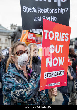 Une protestation d'Atout dans le centre de Londres le 4 juin 2019, au cours de la visite du Président Trump de Londres. Banque D'Images