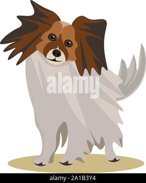 Chien Papillon, illustration, vecteur sur fond blanc. Illustration de Vecteur