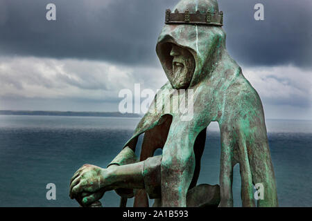 "Gallos" Statue du Roi Arthur Tintagel Cornwall England UK Banque D'Images