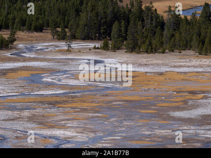 Zone géothermique, Midway Geyser Basin, Parc National de Yellowstone, Wyoming, USA Banque D'Images