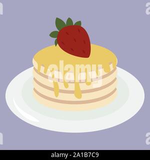 Crêpes au fraise, vecteur, illustration sur fond blanc. Illustration de Vecteur