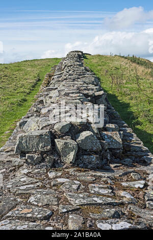 Tronçon du mur d'Hadrien, à l'écart des TCA, Northumberland avec vue vers l'ouest Milecastle 42. Banque D'Images