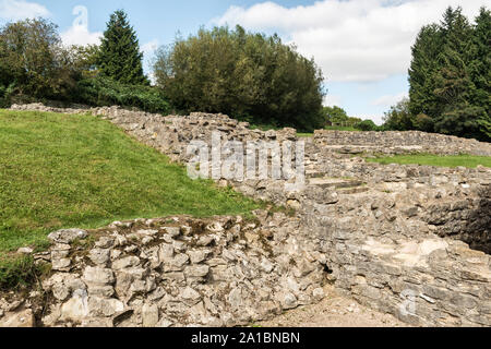 Le 1er siècle reste d'une grande villa romaine dit Witcombe, Gloucestershire, Royaume-Uni. Il est juste à côté de l'Ermin voie voie romaine reliant Gloucester et Cirencester Banque D'Images