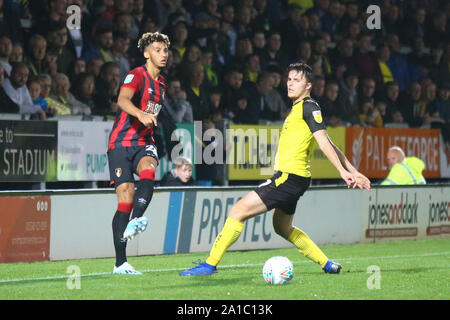 Burton upon Trent, Royaume-Uni. 25 Septembre, 2019. Ryan Fraser de Bournemouth (24) au cours de l'EFL Carabao Cup match entre Burton Albion et Bournemouth au stade de Pirelli, Burton upon Trent, Angleterre le 25 septembre 2019. Photo par Mick Haynes. Usage éditorial uniquement, licence requise pour un usage commercial. Aucune utilisation de pari, de jeux ou d'un seul club/ligue/dvd publications. Credit : UK Sports Photos Ltd/Alamy Live News Banque D'Images