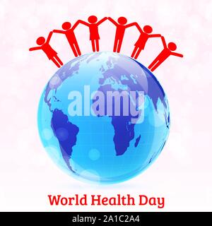 La Journée mondiale de la santé contexte vecteur avec globe et personnes Illustration de Vecteur