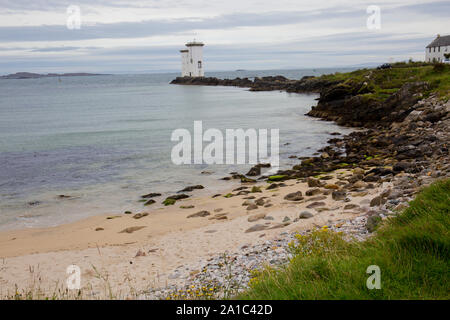 Carraig Fhada phare près de Port Ellen, Islay, Ecosse Banque D'Images