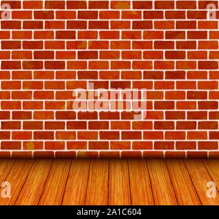 Mur de briques avec plancher en bois background vector Illustration de Vecteur