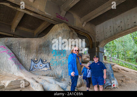 Le Fremont Troll Bridge à Seattle, Washington Banque D'Images