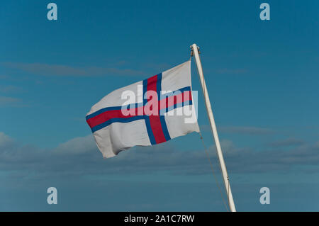 Drapeau des îles Féroé sur ferry Banque D'Images