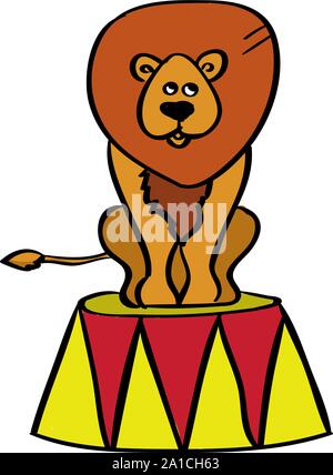 Lion dans le cirque, illustration, vecteur sur fond blanc. Illustration de Vecteur