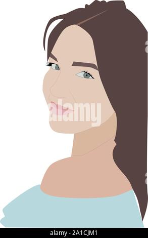 Souriant girl, illustration, vecteur sur fond blanc. Illustration de Vecteur